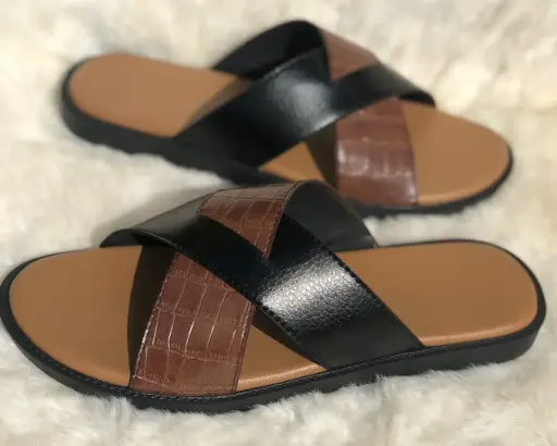 Men's Cross Brown Palm Slippers