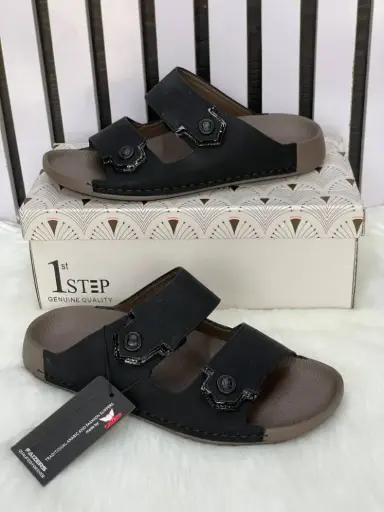 FAIZERS Men Shoe Fashion Slide Black With Brown Style