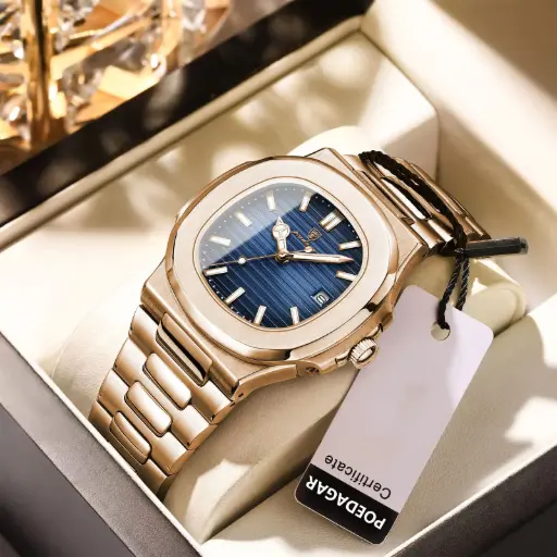 Poedagar Men's Business Luxury Square Classic Stainless Steel Luminous Hands Waterproof Calendar Display Quartz Watch